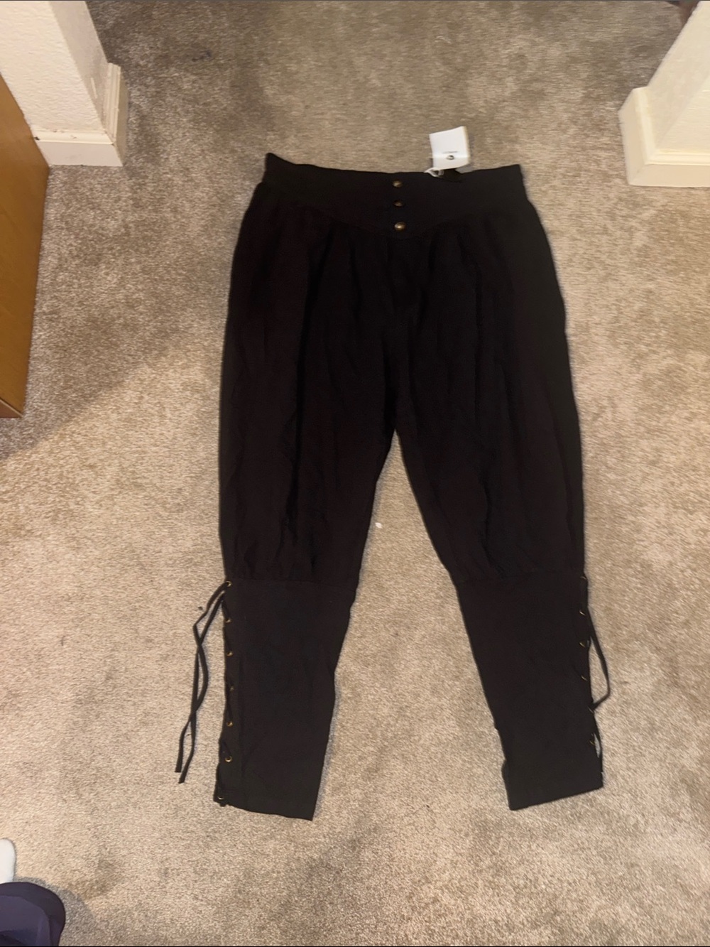 High-Waist Black Drawstring Hem Jogger Pants